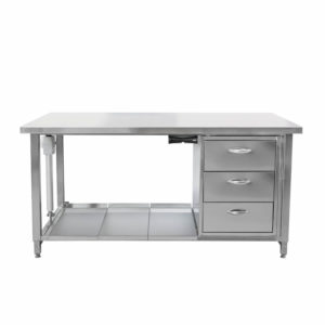 korkeussäädettävä työpöytä-laatikostolla