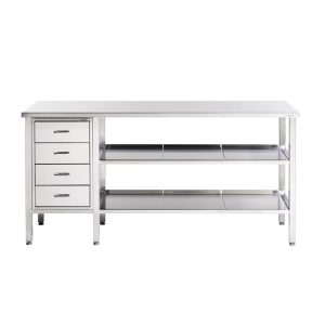 Desk with drawer and shelves