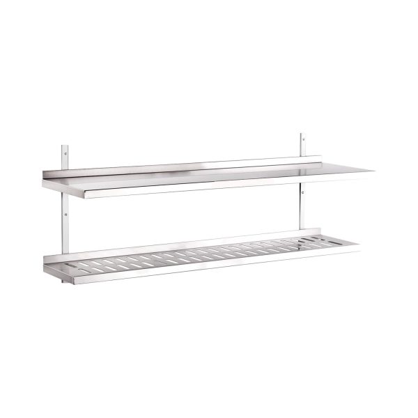 wall shelving unit, with flat shelf and slatted shelf